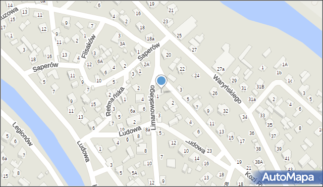 Augustów, Limanowskiego Bolesława, 1a, mapa Augustów