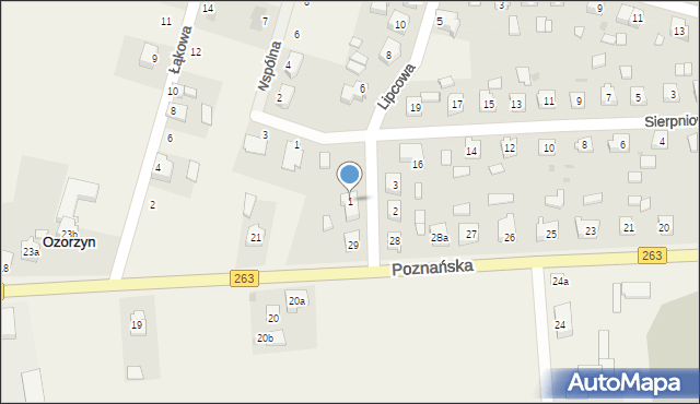 Babiak, Lipcowa, 1, mapa Babiak