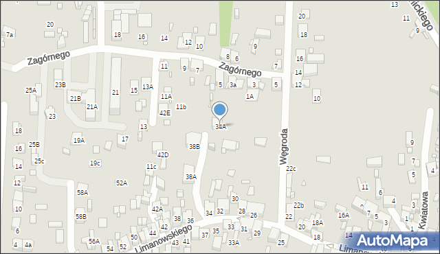 Będzin, Limanowskiego Bolesława, 34A, mapa Będzin