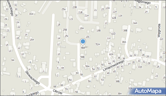 Będzin, Limanowskiego Bolesława, 58A, mapa Będzin