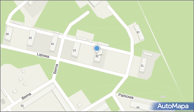 Bemowo Piskie, Lipowa, 92, mapa Bemowo Piskie