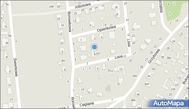 Biała Podlaska, Lisia, 4, mapa Białej Podlaskiej