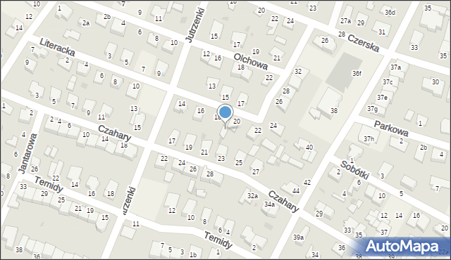 Białe Błota, Literacka, 20a, mapa Białe Błota