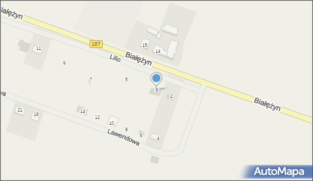 Białężyn, Liliowa, 3, mapa Białężyn