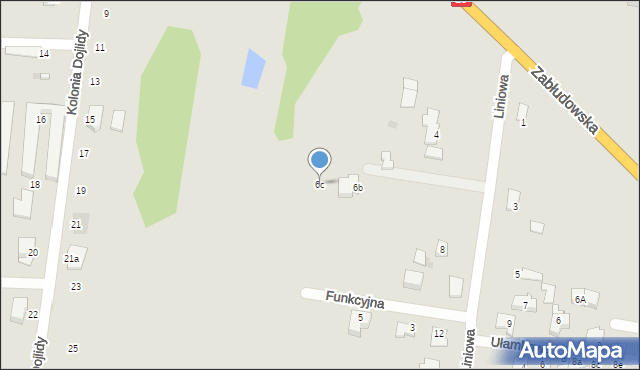 Białystok, Liniowa, 6c, mapa Białegostoku
