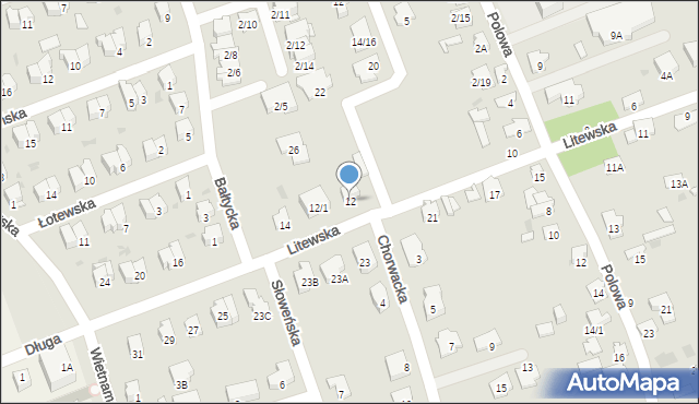 Białystok, Litewska, 12, mapa Białegostoku