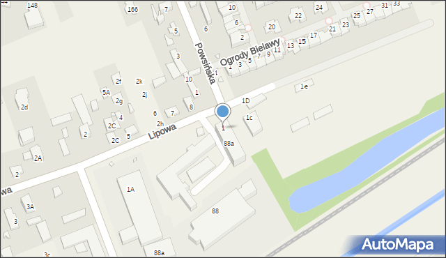 Bielawa, Lipowa, 1, mapa Bielawa