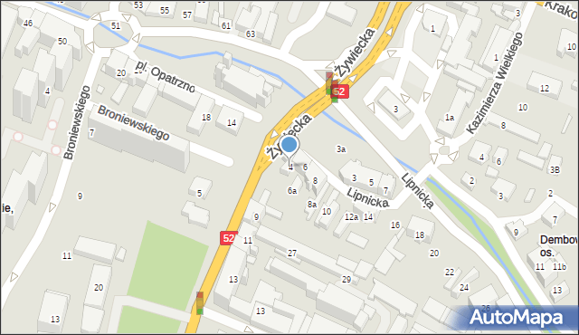 Bielsko-Biała, Lipnicka, 4, mapa Bielsko-Białej