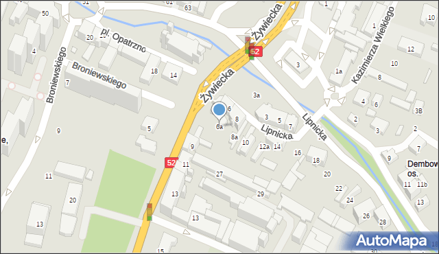 Bielsko-Biała, Lipnicka, 6a, mapa Bielsko-Białej