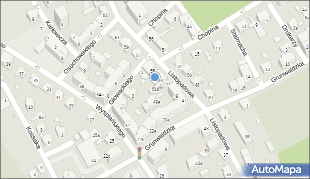 Bielsko-Biała, Listopadowa, 51a, mapa Bielsko-Białej