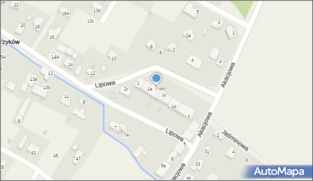 Biestrzyków, Lipowa, 1b, mapa Biestrzyków