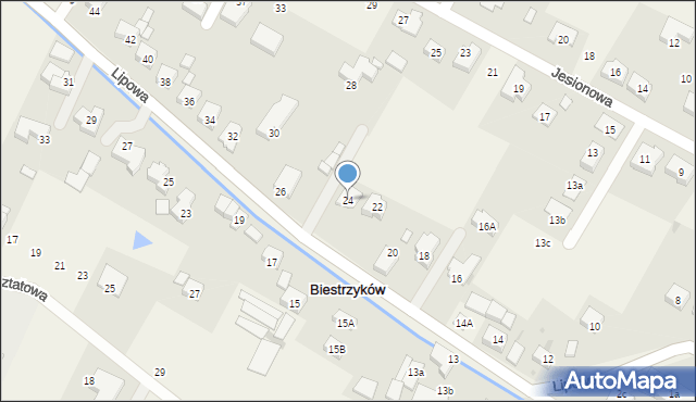 Biestrzyków, Lipowa, 24, mapa Biestrzyków