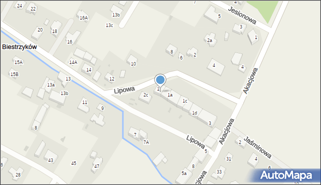 Biestrzyków, Lipowa, 2B, mapa Biestrzyków