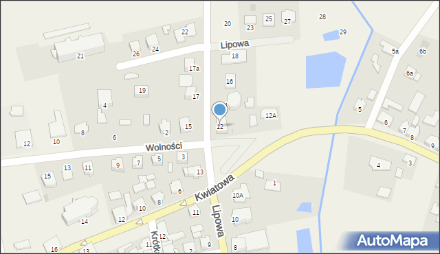 Biskupiec, Lipowa, 12, mapa Biskupiec