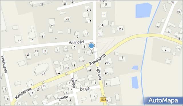 Biskupiec, Lipowa, 13, mapa Biskupiec