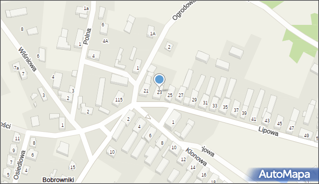 Bobrowniki, Lipowa, 23, mapa Bobrowniki