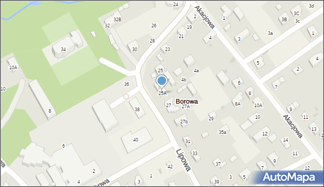 Borowa, Lipowa, 25A, mapa Borowa