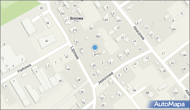 Borowa, Lipowa, 37, mapa Borowa