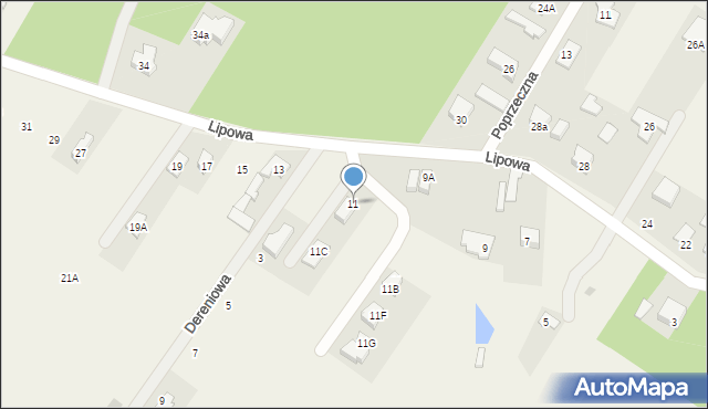 Borowa Góra, Lipowa, 11, mapa Borowa Góra