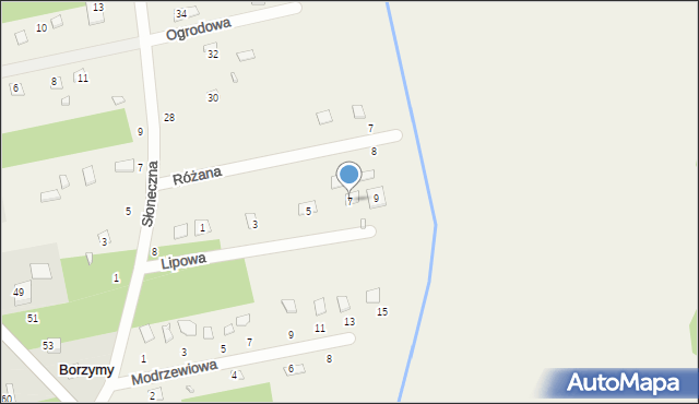 Borzymy, Lipowa, 7, mapa Borzymy