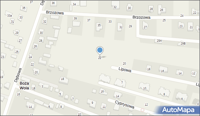 Boża Wola, Lipowa, 22, mapa Boża Wola