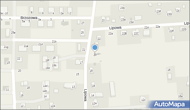 Brzezia Łąka, Lipowa, 20, mapa Brzezia Łąka