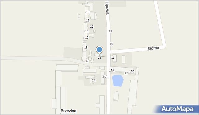 Brzezina, Lipowa, 28, mapa Brzezina