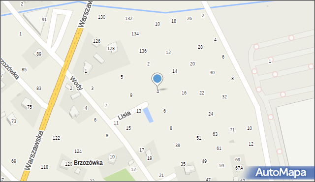 Brzozówka, Lisia, 4, mapa Brzozówka