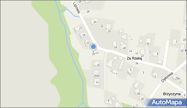 Brzyczyna, Lipowa, 21, mapa Brzyczyna