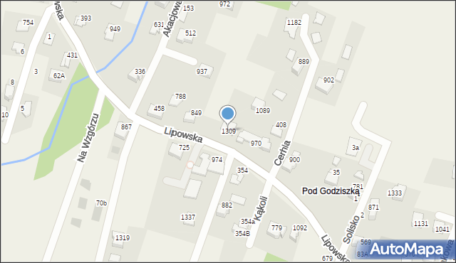 Buczkowice, Lipowska, 1309, mapa Buczkowice
