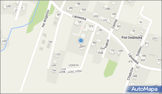 Buczkowice, Lipowska, 1337, mapa Buczkowice