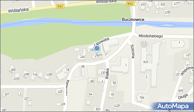 Buczkowice, Lipowska, 270, mapa Buczkowice