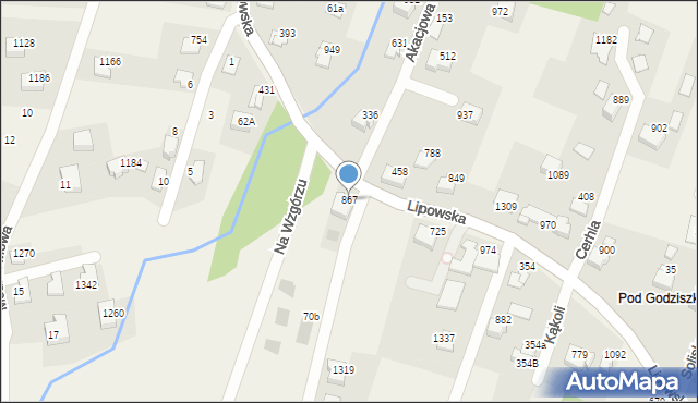 Buczkowice, Lipowska, 867, mapa Buczkowice