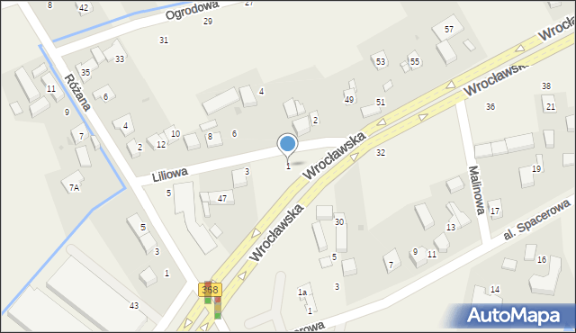 Byków, Liliowa, 1, mapa Byków