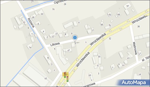 Byków, Liliowa, 3, mapa Byków