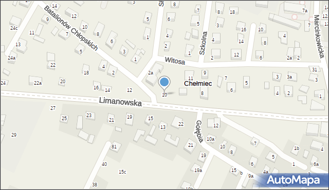 Chełmiec, Limanowska, 10, mapa Chełmiec
