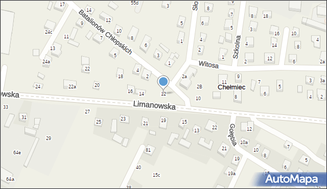 Chełmiec, Limanowska, 12, mapa Chełmiec