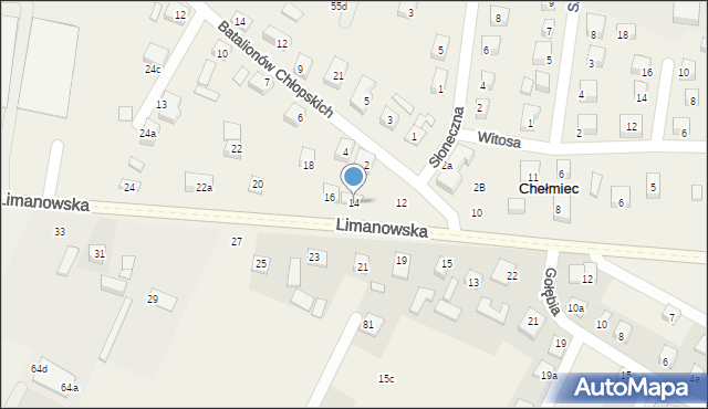 Chełmiec, Limanowska, 14, mapa Chełmiec