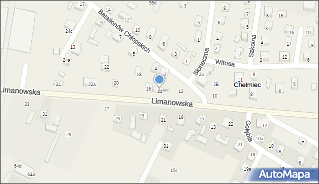 Chełmiec, Limanowska, 14, mapa Chełmiec