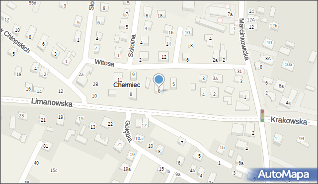 Chełmiec, Limanowska, 6, mapa Chełmiec