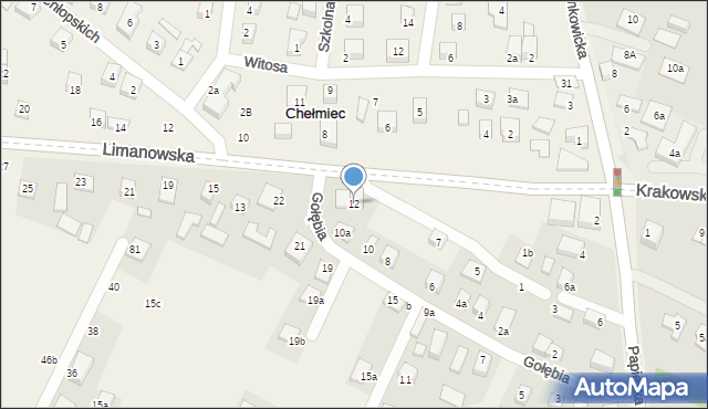 Chełmiec, Limanowska, 9, mapa Chełmiec