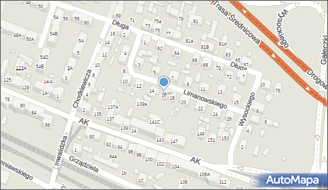 Chorzów, Limanowskiego Bolesława, 16, mapa Chorzów