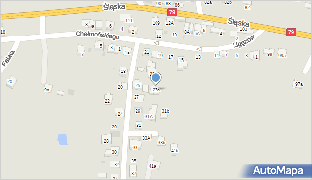 Chrzanów, Ligęzów, 27a, mapa Chrzanów