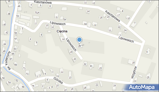 Cięcina, Lipowskich, 26, mapa Cięcina