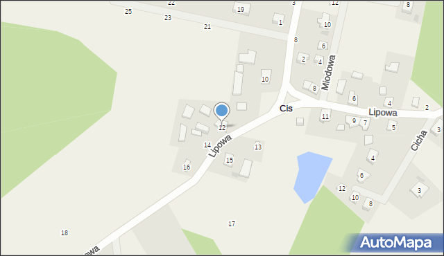 Cis, Lipowa, 12, mapa Cis