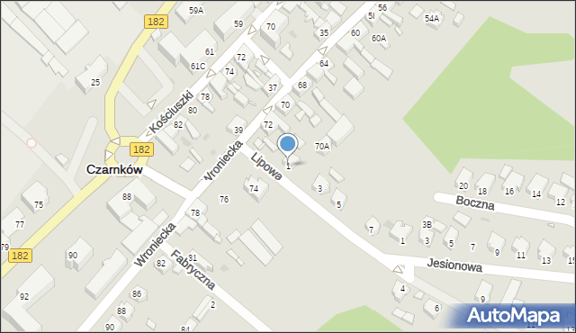 Czarnków, Lipowa, 1, mapa Czarnków