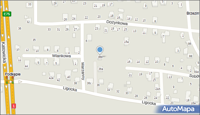 Czechowice-Dziedzice, Ligocka, 36b, mapa Czechowic-Dziedzic