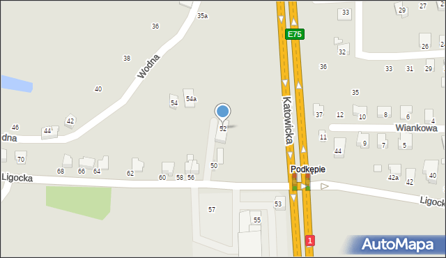 Czechowice-Dziedzice, Ligocka, 52, mapa Czechowic-Dziedzic