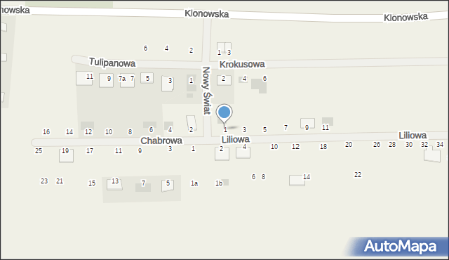 Czerlejno, Liliowa, 1, mapa Czerlejno