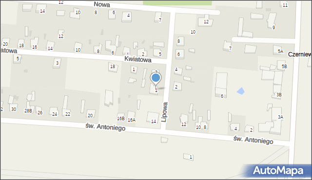 Czerniewice, Lipowa, 1, mapa Czerniewice